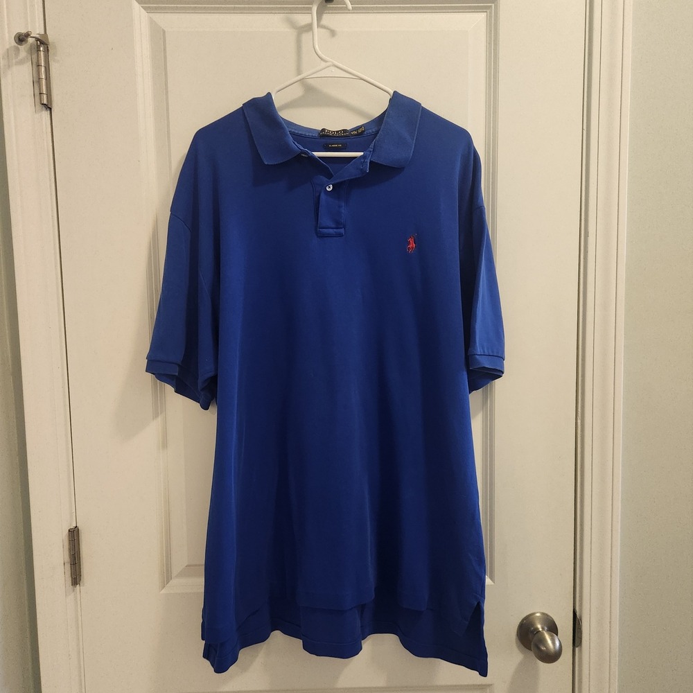 Polo Ralph Lauren Mens XXL Classic Fit Royal Blue Short Sleeve Cotton Polo Shirt